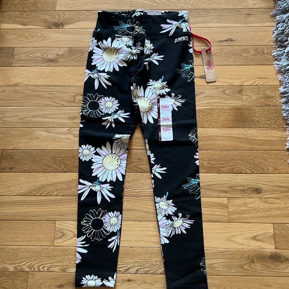 Justice Flower Leggings new w/tag size 7/8
